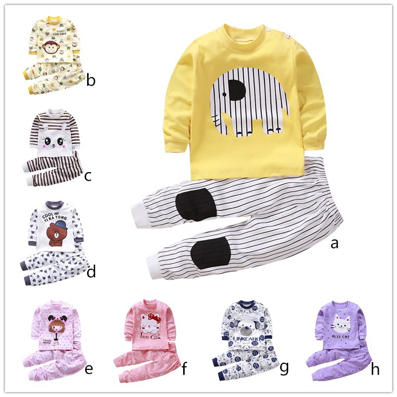 Bộ đồ ngủ  in họa tiết hoạt hình bằng vải cotton dành cho trẻ em