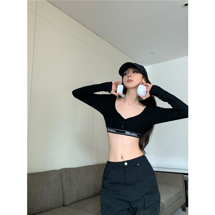 Áo Thun Tay Dài Dáng Ôm Phong Cách Hàn Quốc Thời Trang Cho Nữ