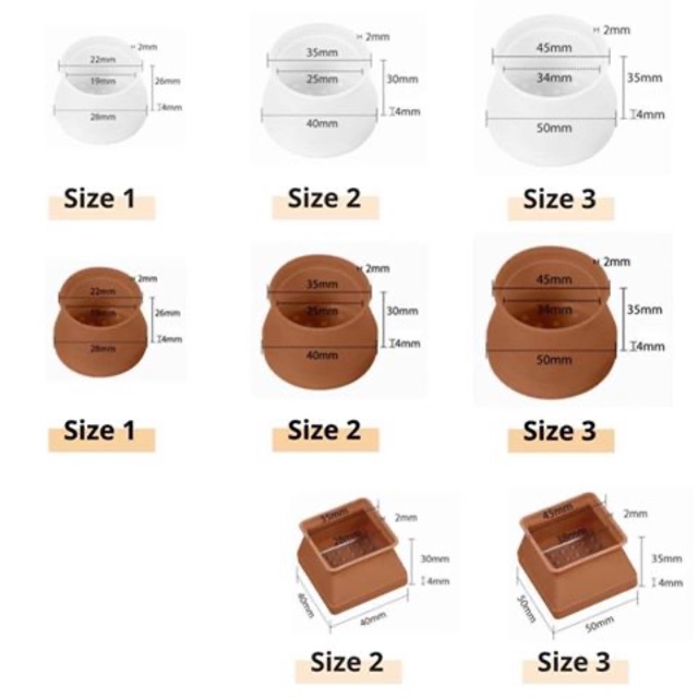Silicon bọc chân bàn ghế chống ồn Nhật Bản Size 2 cho chân ghế bàn ăn. | BigBuy360 - bigbuy360.vn