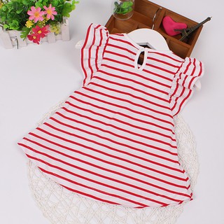 Áo váy kẻ thun cotton