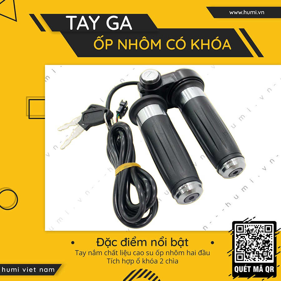 Tay Ga Xe Điện Ốp Nhôm Có Khóa Không Báo Điện [ RẺ VÔ ĐỊCH]