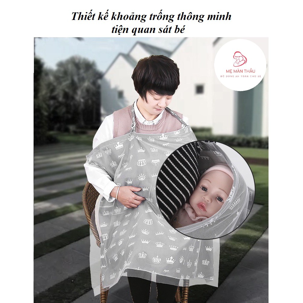 KHĂN CHE BÉ BÚ KẾT HỢP MÀN CHE XE ĐẨY CHỐNG MUỖI 2IN1- KHĂN CHE VẮT SỮA CAO CẤP