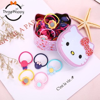 Set 10 chiếc chun buộc tóc cho bé hộp đựng sắt Kitty