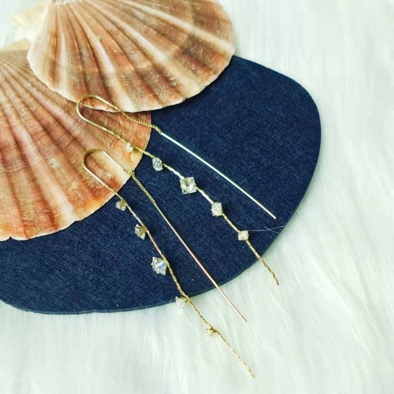 Khuyên Tai Hình Chữ Nhật Đính Đá Zircon Đơn Giản Phong Cách Retro Hàn Quốc