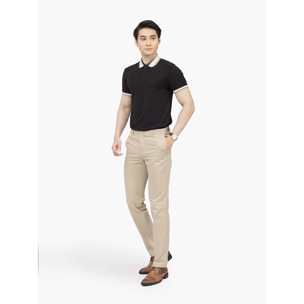 Áo thun polo nam Aristino APS120S2 phông có cổ bẻ dáng suông vừa màu đen phối cổ trắng vải cotton cao cấp mềm mại