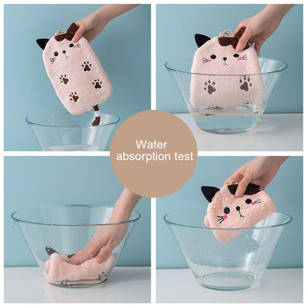 Khăn Lau Tay Vải Nhung San Hô Thêu Họa Tiết Dễ Thương Treo Tường Tiện Dụng Cho Nhà Tắm