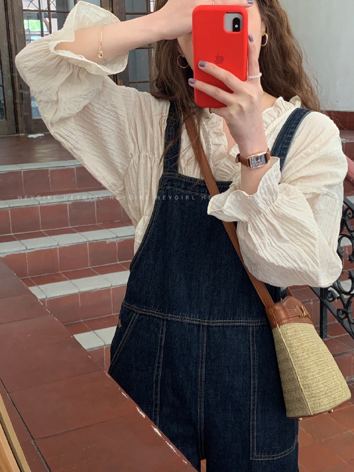 Áo sơ mi SUXI tay dài màu trơn phong cách Hàn Quốc nữ tính