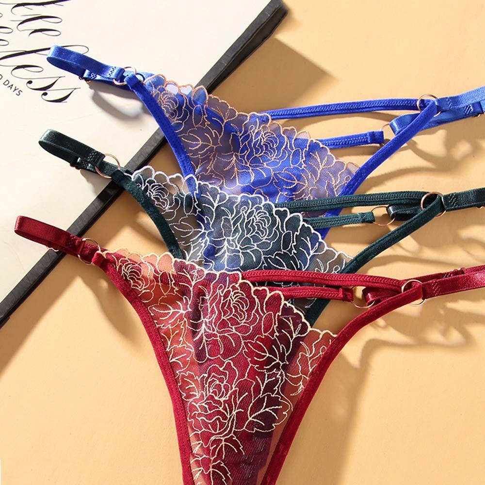 Quần Lót Phối Ren Thoáng Khí In Họa Tiết Hoa Chữ V Eo Thấp Viền Ren Lưới Thoáng Khí Phong Cách Hàn Quốc Cho Nữ VANES1