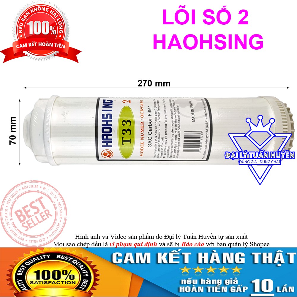 Bộ 3 lõi lọc nước 123 Haohsing chính hãng - Dùng cho máy lọc nước Haoshing