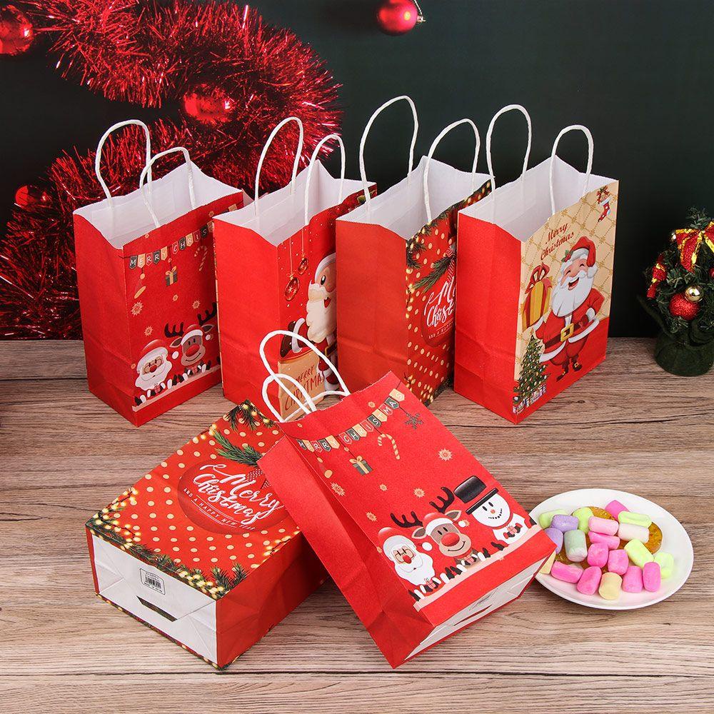 LAKAMIER Set 6 Túi Giấy Đựng Quà Giáng Sinh Dễ Thương