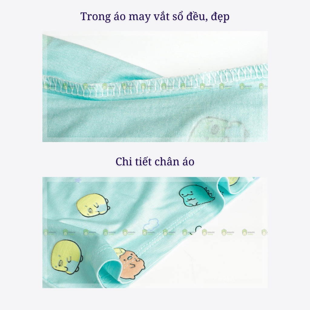 Đồ Bộ Bé Gái, Bé Trai Minky Mom Vải Thun Lạnh Hoạ Tiết Simsimi Khủng Long, Bộ Cộc Tay Mặc Nhà Cho Bé MKM2128