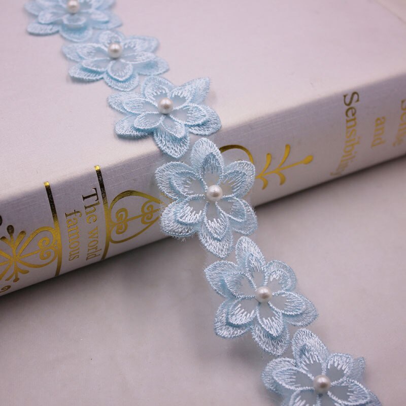 Set 10 Dải Ren Hoa Đính Ngọc Trai Giả Dùng Để Trang Trí Váy