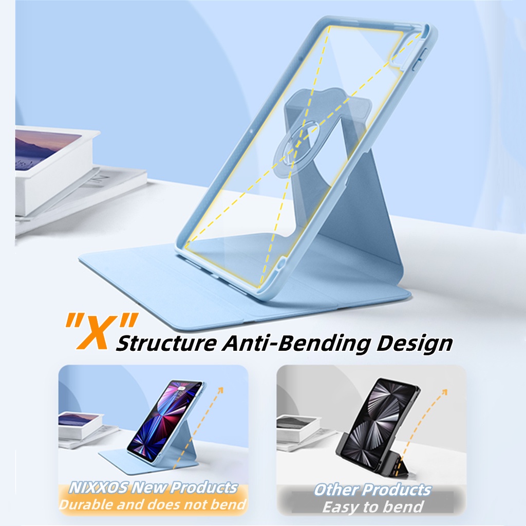 Bao da máy tính bảng NIXXOS 360° acrylic mềm có khe bút thích hợp cho iPad 10.2&quot; 7 8 9 10.9&quot; Air4/5 Pro11&quot; 2020 2021