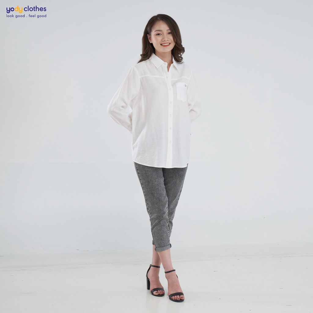 Áo sơ mi nữ YODY form rộng dài tay chất đũi thoáng mát SMN4436 | BigBuy360 - bigbuy360.vn