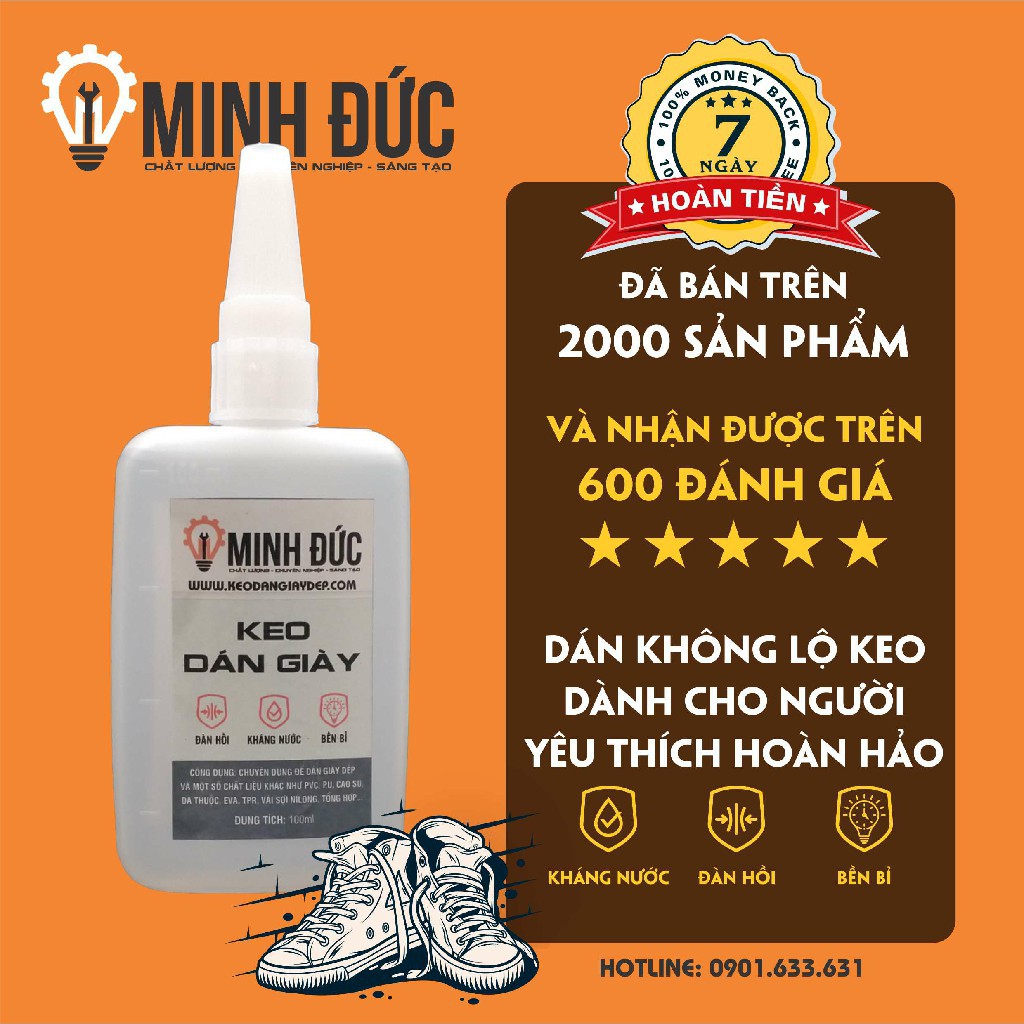 Keo dán giày đá bóng Minh Đức 100ml l Keo đàn hồi và chịu lực tốt cho giày đá bóng l Shop Minh Đức