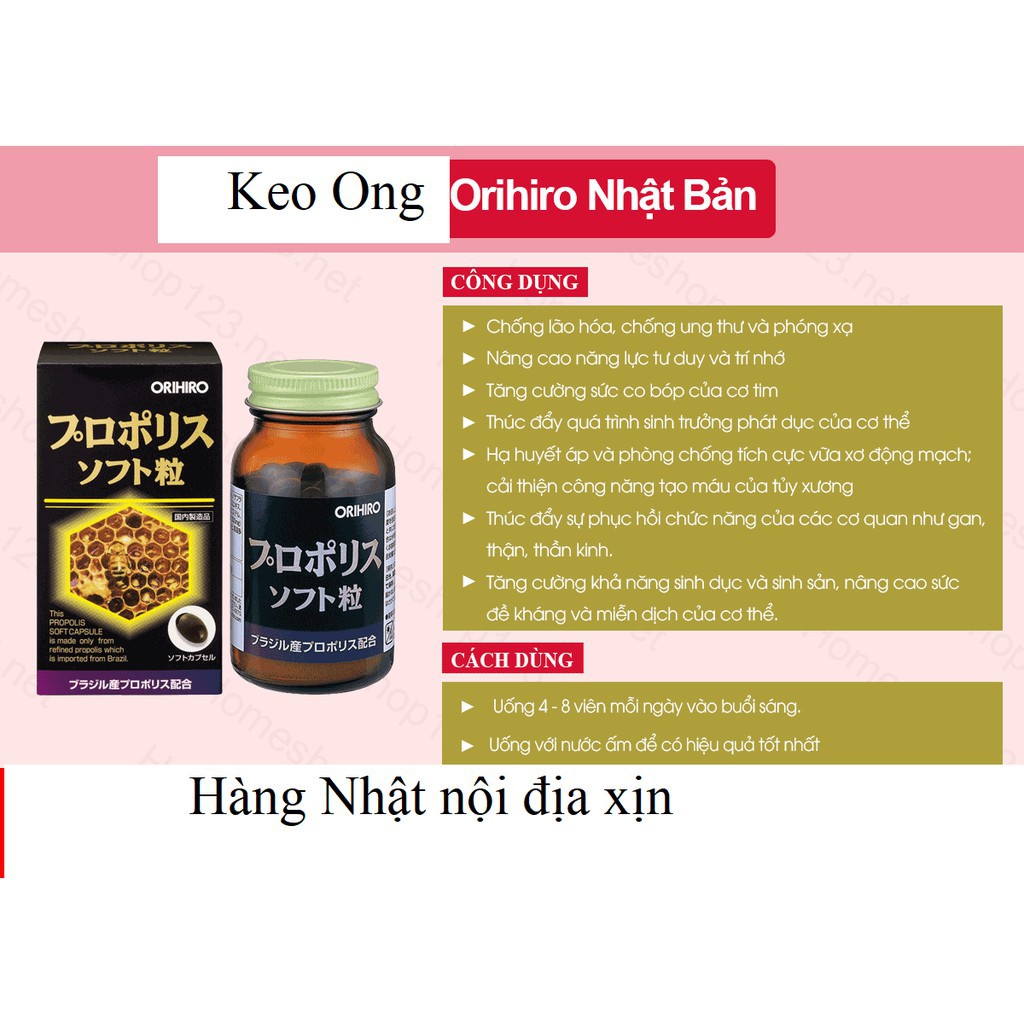 Keo ong Propolis royal jelly của Orihiro Nhật Bản hỗ trợ sức khỏe hàng ngày