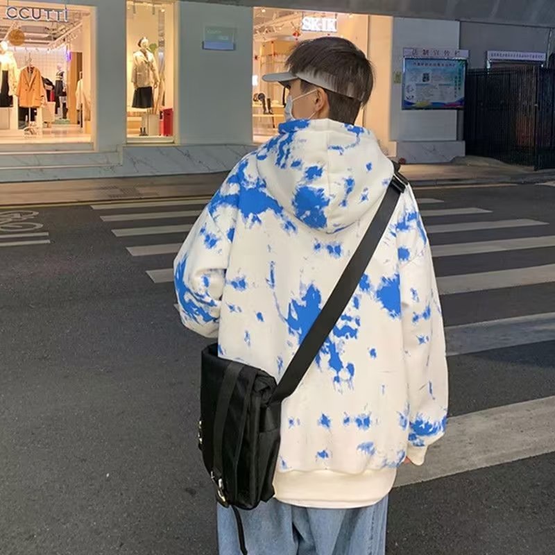 Áo Hoodie Dáng Rộng Họa Tiết Màu Nhuộm Cá Tính Cho Nam
