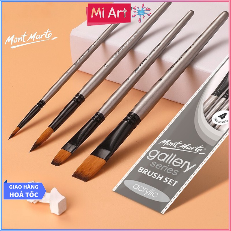 Bộ 4 Cọ Acrylic Mont Marte - Gallery Series Brush Set Acrylic 4pce - BMHS0014