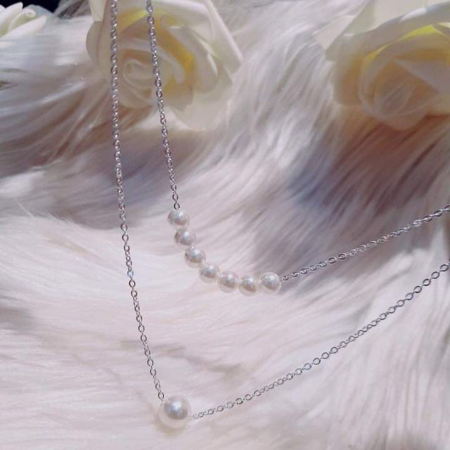 Dây chuyền bạc Dây sợi kép mix Ngọc Trai nhân tạo sang chảnh Van Jewelry V10538