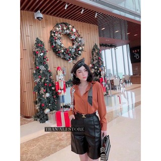 [FREESHIP] Áo sơ mi lụa nữ dài tay tag nơ HS1
