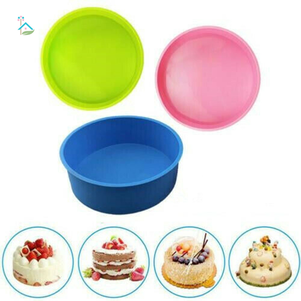 Khuôn Nướng Bánh Hình Tròn / Trái Tim Chất Liệu Silicon Chống Dính Kích Thước 4 / 6 / 8 Inch