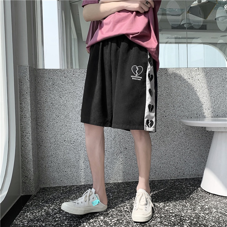 Quần Short Thể Thao Ống Thẳng Phối Màu Sắc Tương Phản Phong Cách Đường Phố Mỹ Cho Nam