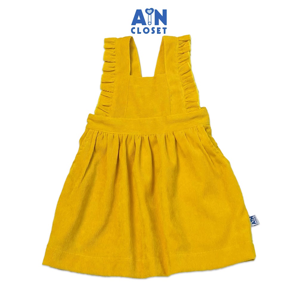Váy yếm bé gài Vàng trơn nhung tăm - AICDBGSQATHN - AIN Closet