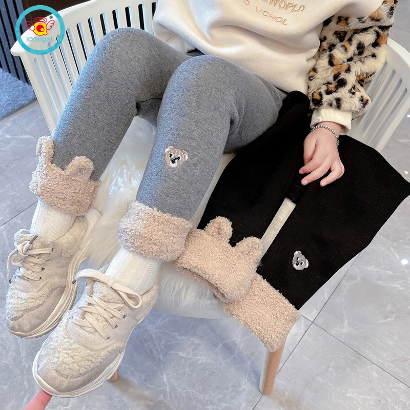 Quần legging IQ ANGEL dáng ôm thời trang mùa đông phong cách Hàn Quốc cho bé gái