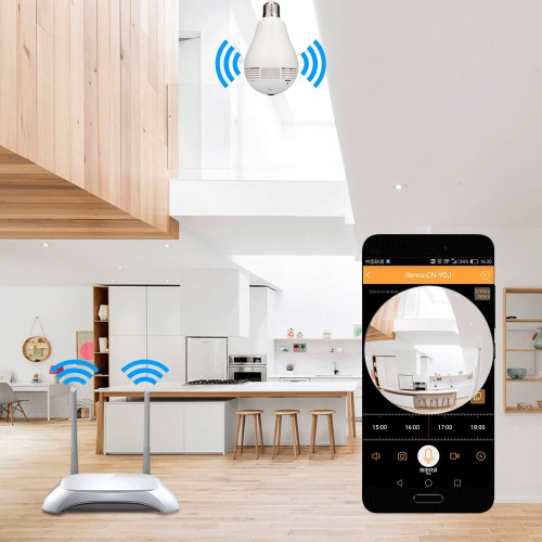 Camera Ip Wifi Xoay 360 Độ Hình Bóng Đèn