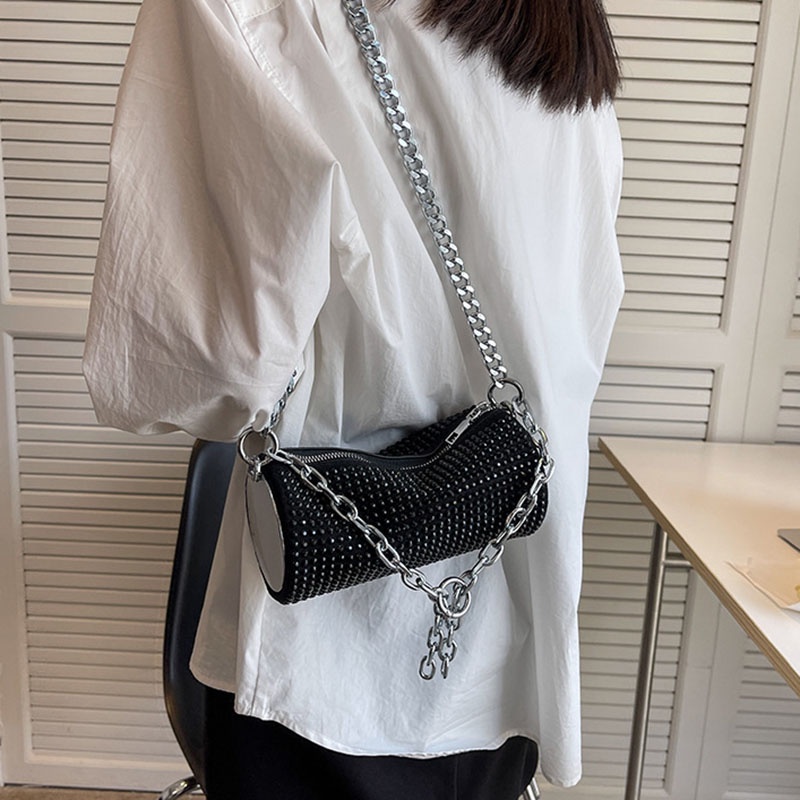 Ielgy Túi Xách Đính Kim Cương Giả Phối Dây Xích Dễ Phối Đồ Cho Nữ