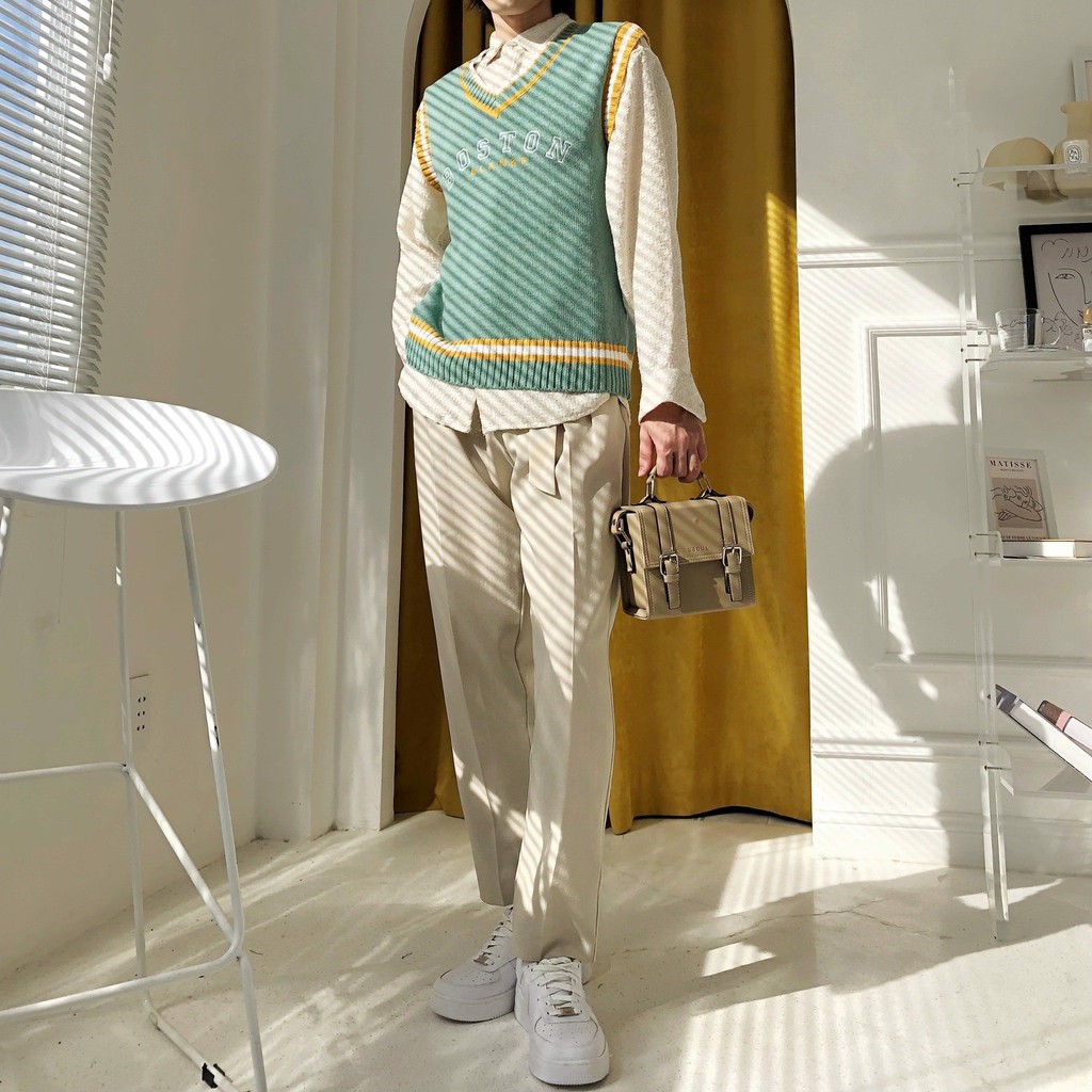 BLANKESPACE Quần Ống Côn Elio Beige Pants Vải Cotton Sợi Chéo Đứng Form Thời Trang Nam Nữ Unisex