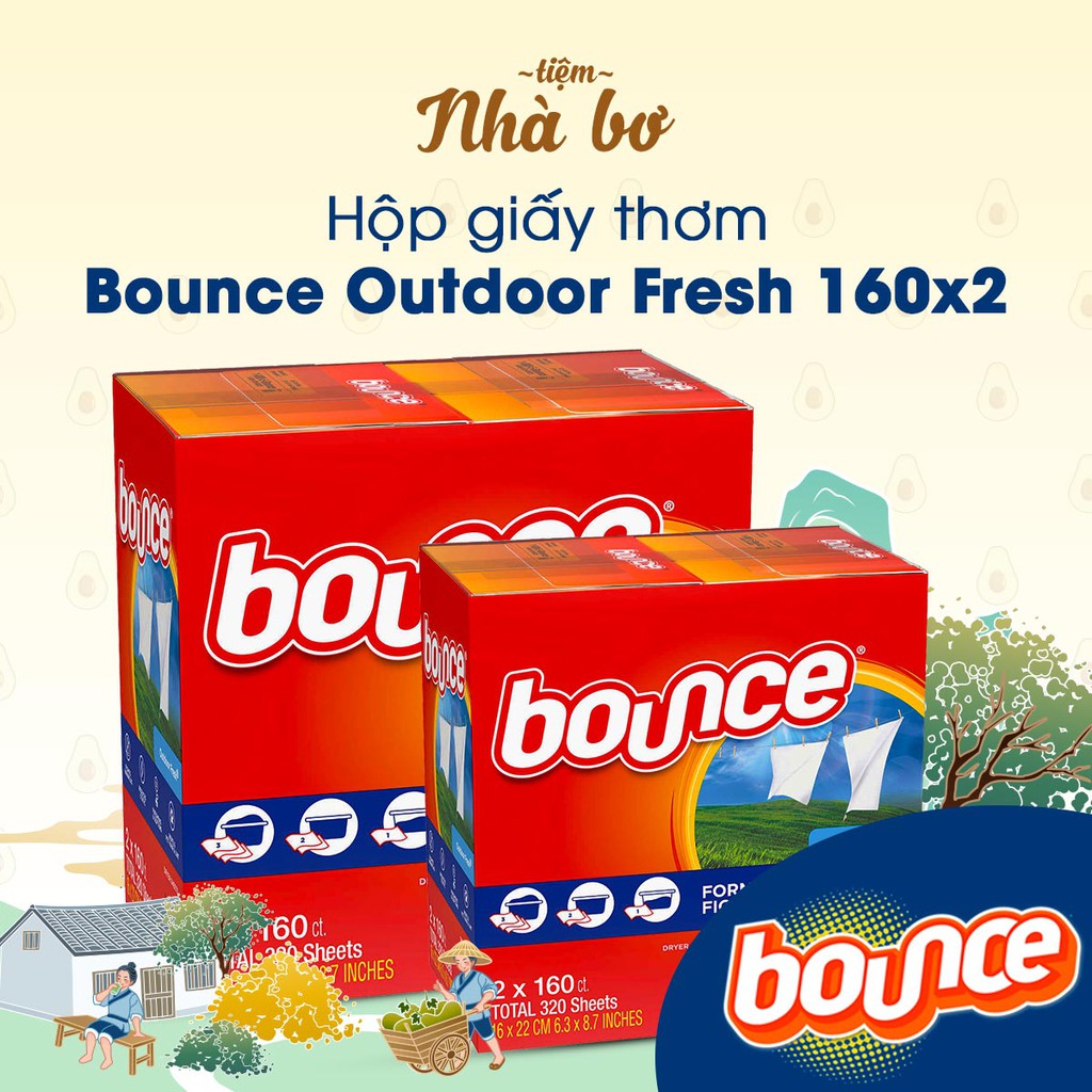 [Hàng USA] Giấy Thơm Bounce 160 tờx2