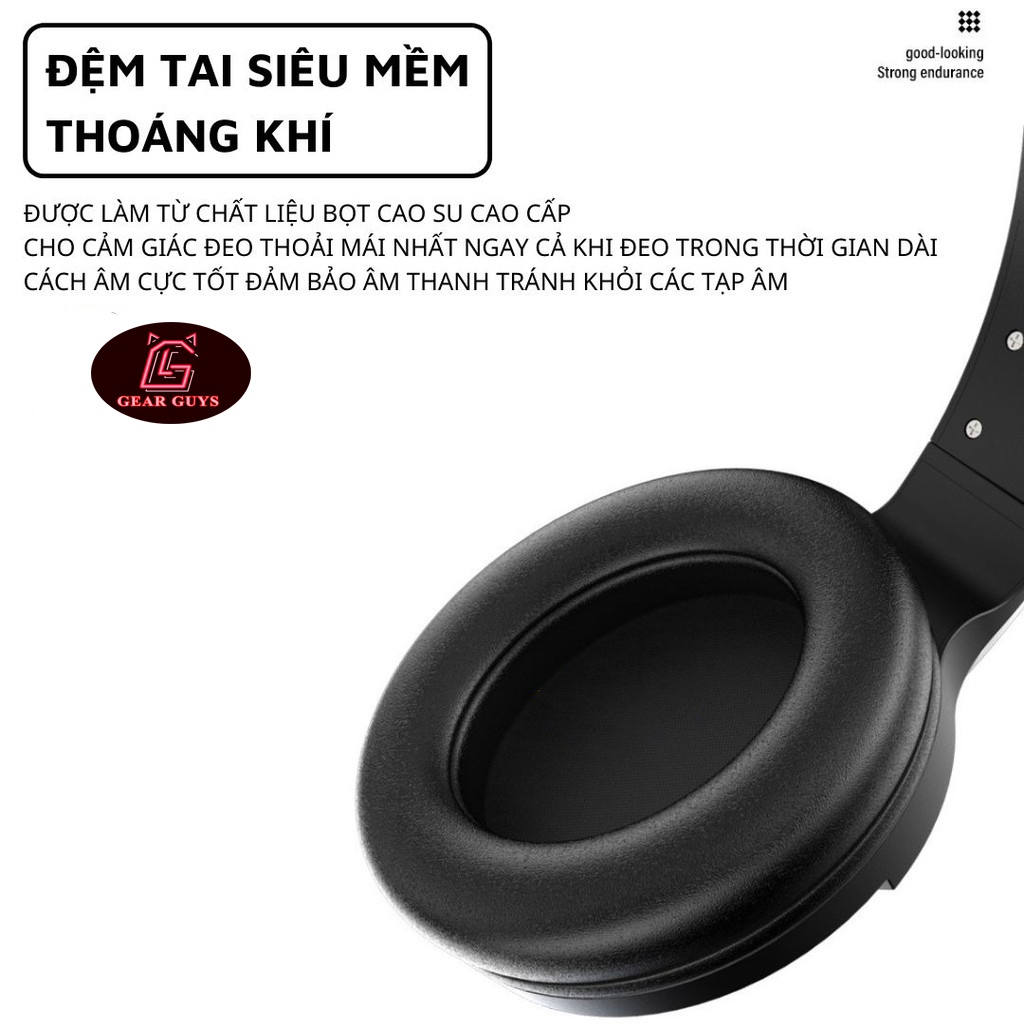 Tai nghe SH33 Super Bass - Bluetooth headphone gaming đèn led đổi màu RGB cho điện thoại máy tính pc laptop
