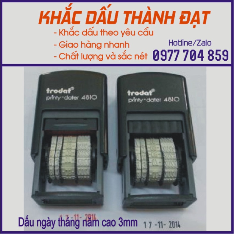 Dấu ngày tháng năm liền mực 3mm, Trodat 4810 - Đóng lên giấy