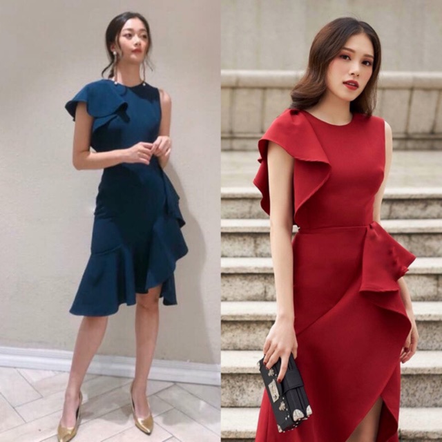 Đầm dự tiệc bèo đuôi cá 3 màu kèm ảnh thật