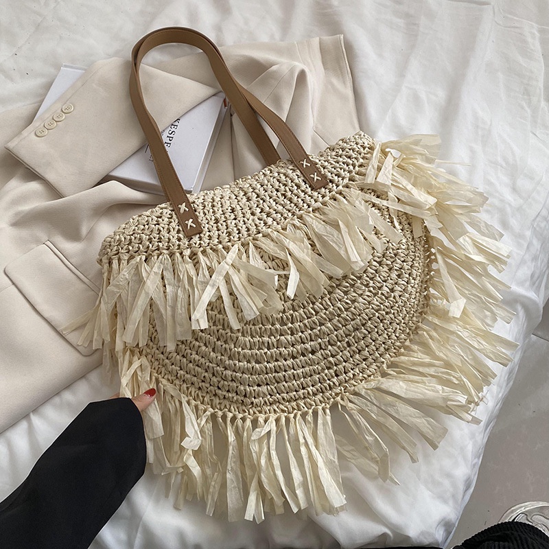 Túi Đeo Vai Đan Rơm Dung Tích Lớn Thời Trang Cho Nữ