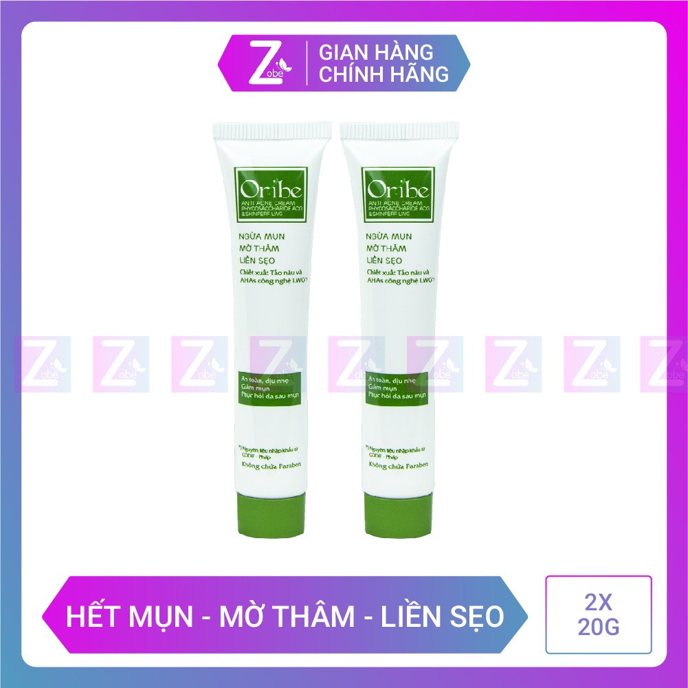 Combo 2 Kem Ngừa Mụn, Mờ Thâm, Liền Sẹo Ori'be Anti Acne Cream Chiết Xuất Tảo Nâu Từ Pháp Tuýp 20g