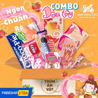 COMBO ĂN VẶT DÂU TÂY NHIỀU LOẠI BÁNH KẸO  (OREO, TICKY, ALPENLIEBE, COSY, SOLITE, HILLWAY, CHOCOPIE, SUSU)