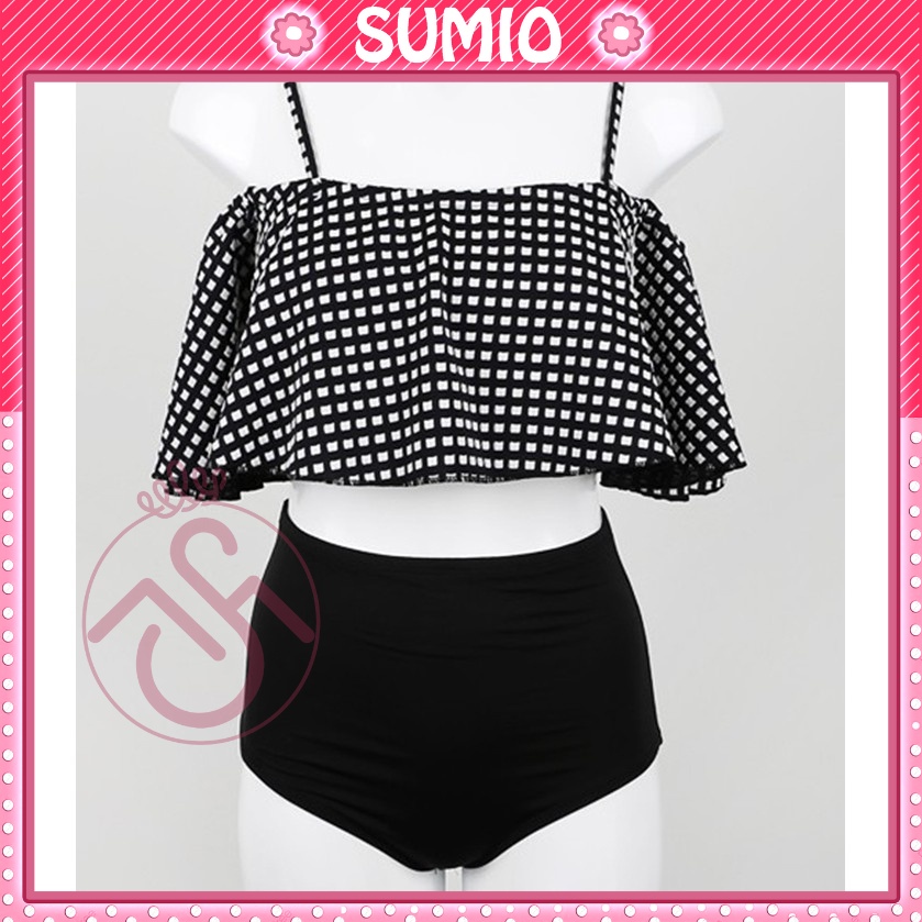 Bộ Đồ Bơi Đi Tắm Biển Nữ Bikini 2 Mảnh áo croptop kẻ caro-DBG4 Sumio_offical