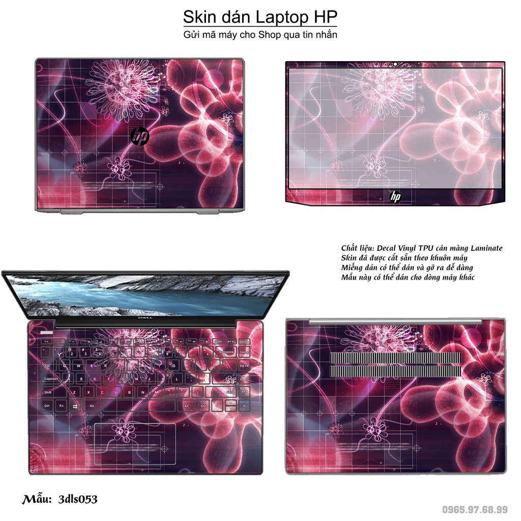 Skin dán Laptop HP in hình 3Ds (inbox mã máy cho Shop)