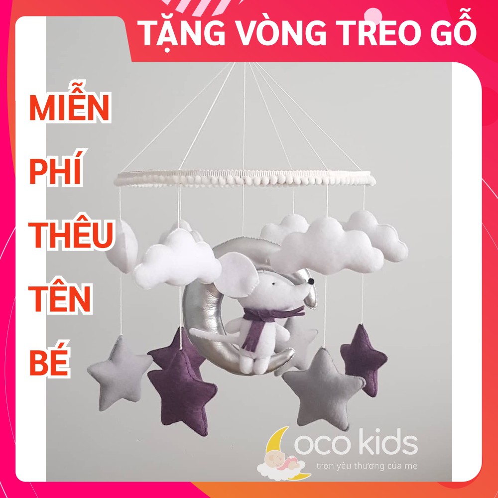Đồ chơi treo nôi cho bé kích thích thị giác Coco Kids, tự xoay và phát nhạc mẫu CHUỘT TRĂNG