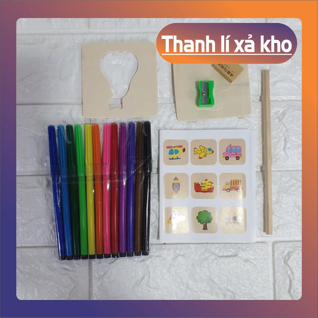 [FREE SHIP] Bộ khuôn vẽ tranh và tô màu bằng gỗ cho bé yêu [FREE SHIP]