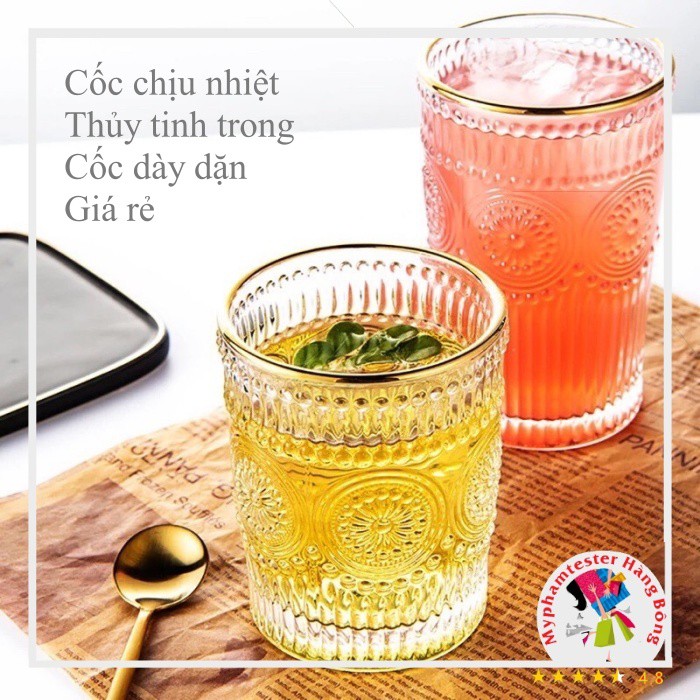 (HÀNG ĐẸP) Cốc uống nước hoa mặt trời, thủy tinh chịu nhiệt cao cấp