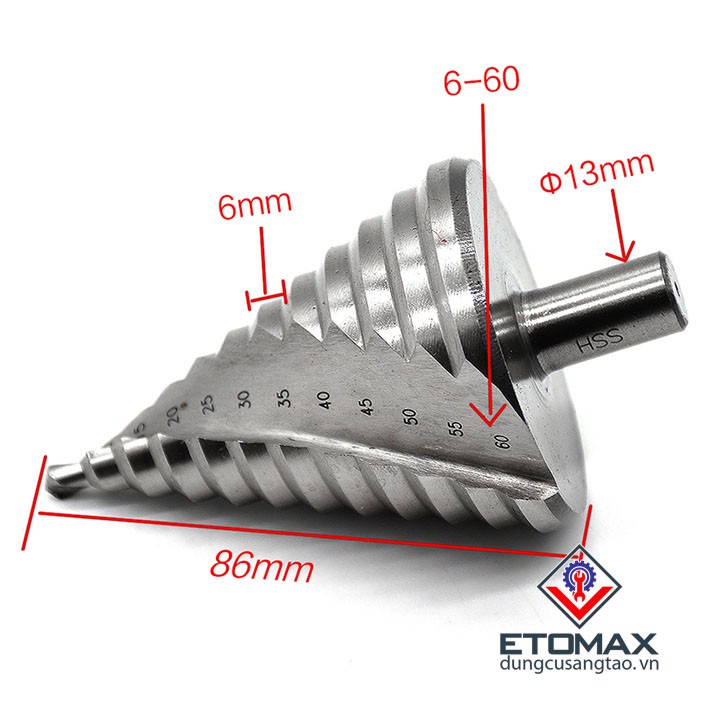 Mũi khoan tháp HSS siêu cứng đường kính 6mm- 60mm