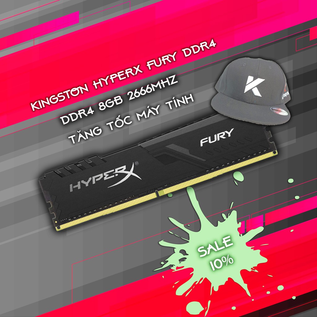 RAM Máy Tính KINGSTON HYPERX FURY 8G Bus 2666MHZ HX426C16FB3/8 [Chính Hãng] | WebRaoVat - webraovat.net.vn