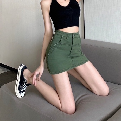 Chân Váy Denim Dáng Chữ A Lưng Cao Co Giãn Tốt Phong Cách Trung Hoa Thời Trang Mùa Hè Mới