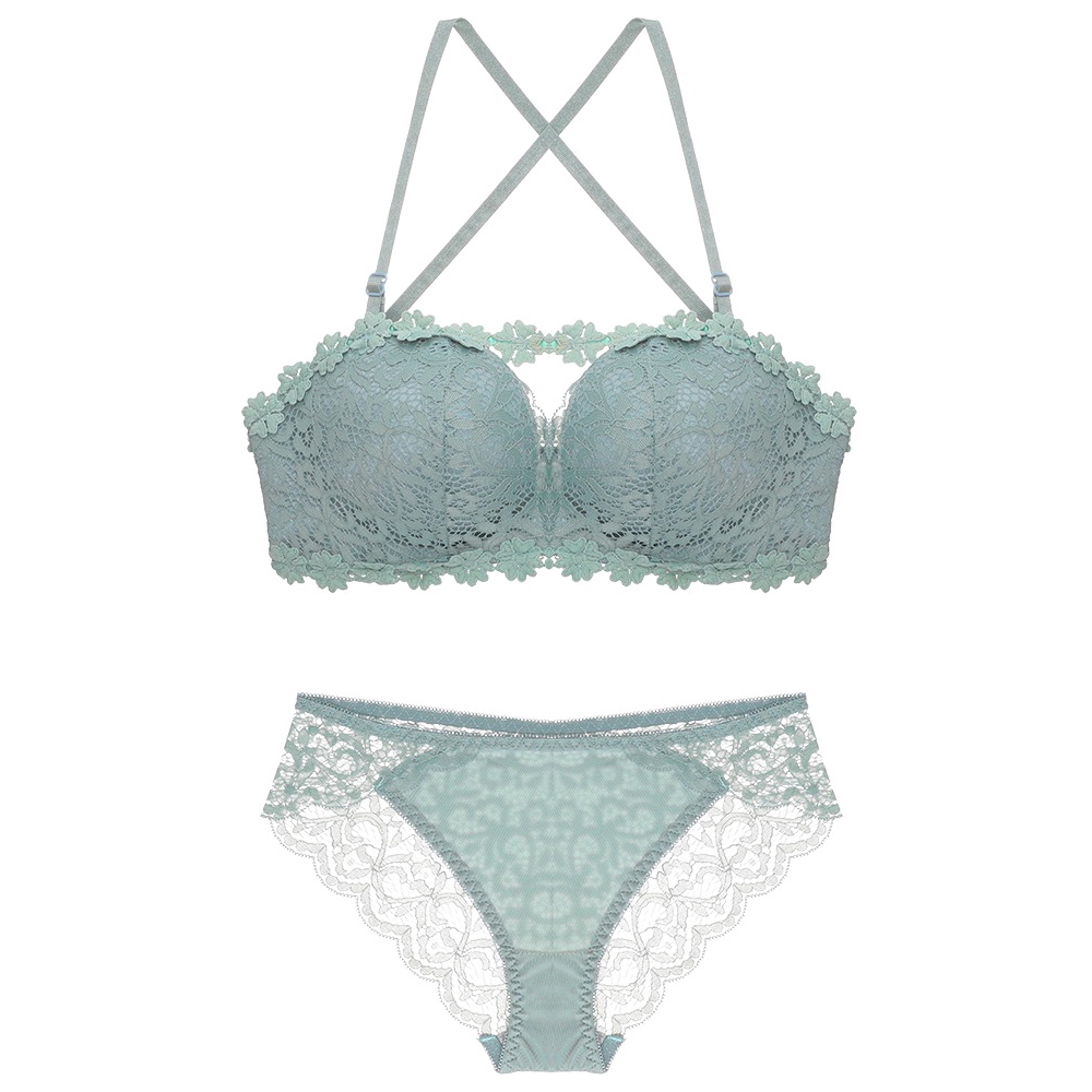 Gathered underwear without rims sexy lace bra set | BigBuy360 - bigbuy360.vn