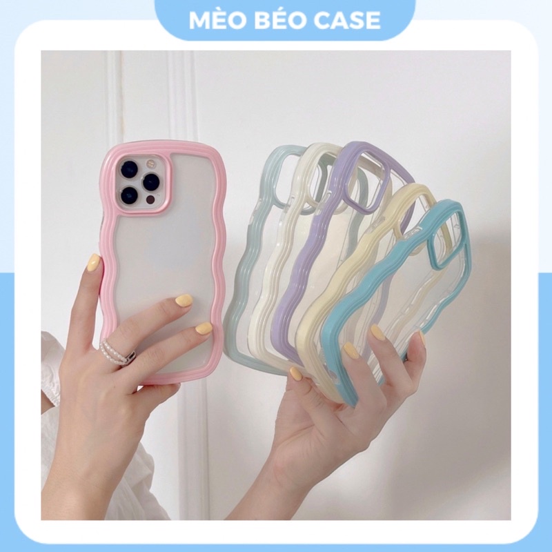 (SIÊU RẺ) Ốp lưng iphone trong viền sóng 4 màu xinh xắn 7plus/8/8plus/x/xr/xs/11/12/13/pro/max/plus/promax
