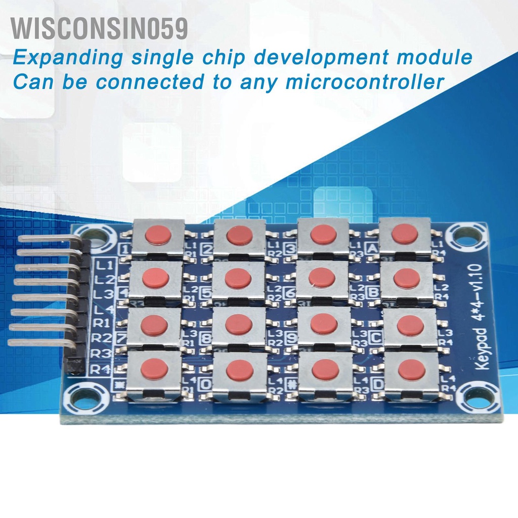Wisconsin059 8 Pin 4x4 Array 16 Buttons Keyboard Switch MCU External Expansion Module for Electrical Control