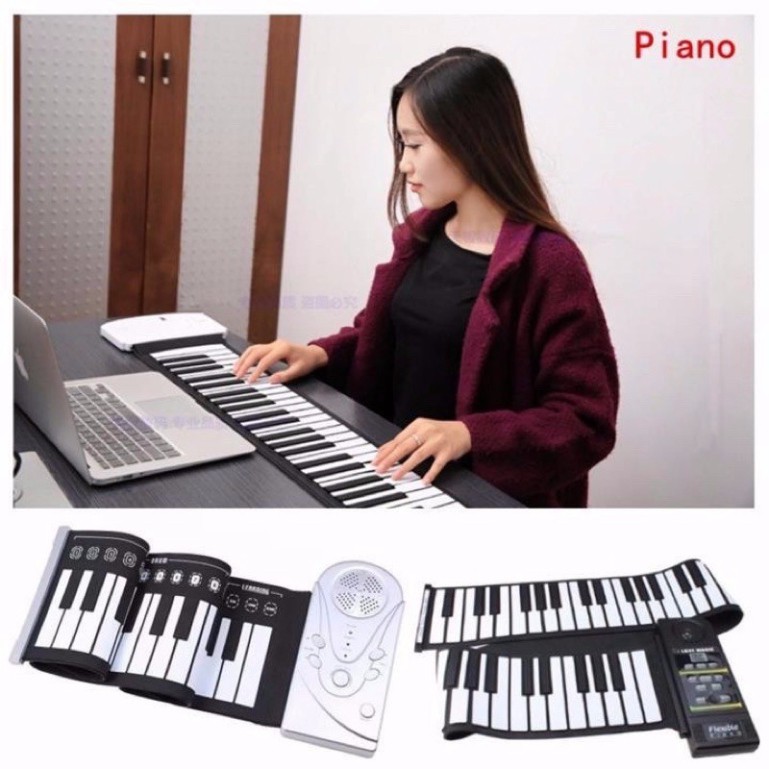 Đàn Piano điện tử cuộn dẻo 49 phím, chất liệu silicon - dễ dàng mang theo - rèn luyện năng khiếu cho bé - KID99
